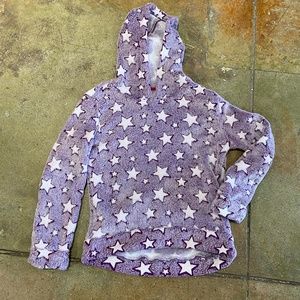 Boston Traders Purple White Star Hooded Fleece pullover Girls Size 7/8
